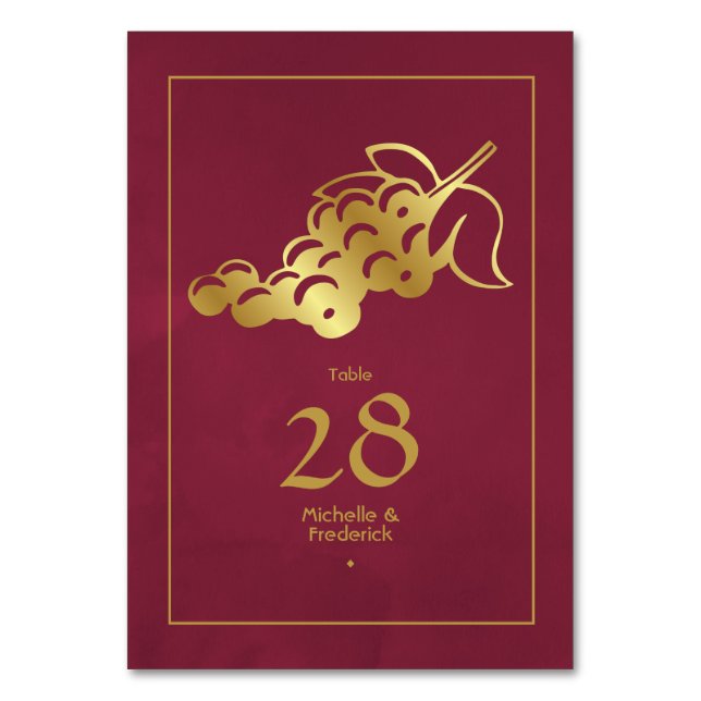 Marsala och guld vinsmakning bordsnummer (Framsidan)