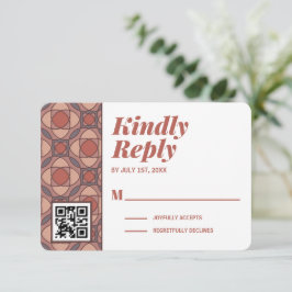 Marsala och kanel Art Deco RSVP-kort QR-kod OSA Kort