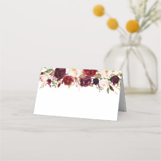 Marsala och Rosa Blommigt Bröllop Livsmedelsmärke Placeringskort
