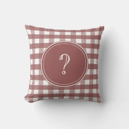 Marsala och White Gingham Monogram Kudde