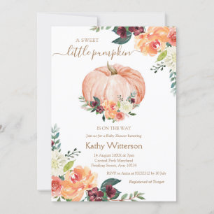 Marsala Orange Blommigt Pumpkin Baby Shower Inbjudningar