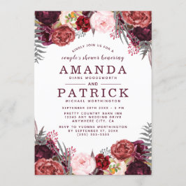 Marsala Peony Fall Boho Par Shower-inbjudningar Inbjudningar