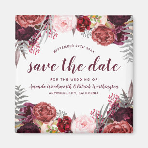 Marsala Peony Fall Wedding Spara datum magneter