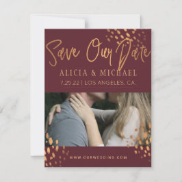 Marsala PHOTO Faux Metall Gold Foil Typography Spara Datumet