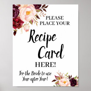 Marsala Place Receptkort Bröllopsduschskylt Poster