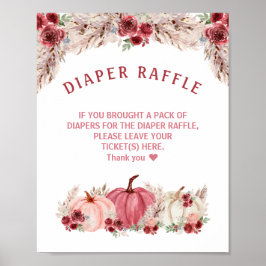 Marsala Pumpkin Baby Shower Diaper Raffle Sign Poster
