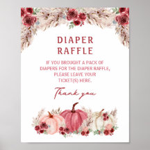 Marsala Pumpkin Baby Shower Diaper Raffle Sign