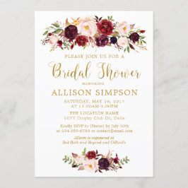 Marsala Red Autumn Guld BridalShower-inbjudningar Inbjudningar