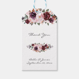 Marsala Red Blommigt Boho Wedding Favor Gift-Märkr Presentetikett