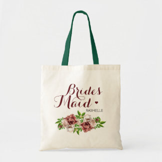 Marsala Red Blommigt Bridesmaid Tygkasse