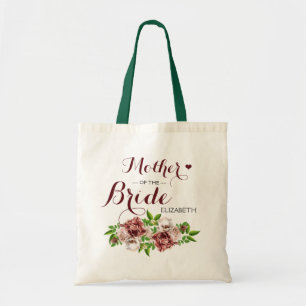 Marsala Red Blommigt Budens mamma Tygkasse