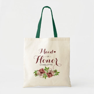 Marsala Red Blommigt Maid of honor Tygkasse