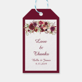 Marsala Red Blommigt Wedding Favor Gift-Märkre Presentetikett