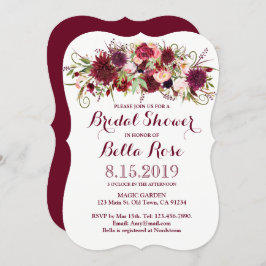 Marsala Red Burgundy Blommigt Möhippa Inbjudan