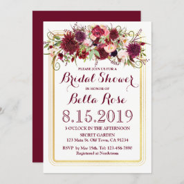 Marsala Red Burgundy Guld Möhippa Inbjudan