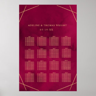 Marsala Red Burgundy Modern Bröllop-sätet Poster