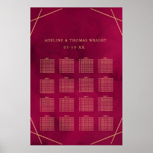 Marsala Red Burgundy Modern sittplats i Bröllop Po Poster