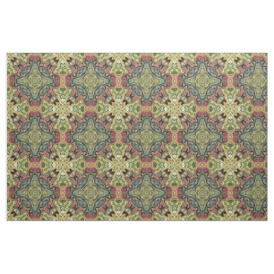 Marsala Red Ochre Gult Teal Batik Mosaic Mönster Tyg
