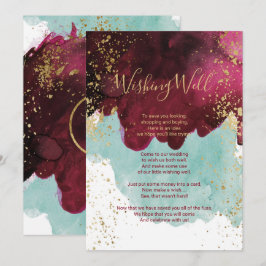 Marsala röd teal akvarell guldönskebrunn inbjudningar