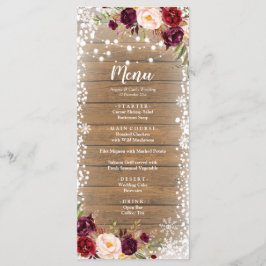 Marsala Romantic Rustic Winter Wedding Menu Meny