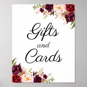 Marsala & Rosa Blommigt Gifts- och kortskylt Poster
