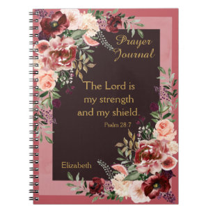 Marsala Rosa Blommigt Personlig Prayer Journal Anteckningsbok