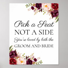 Marsala & Rosa Blommigt Plocka ett säte som inte ä Poster