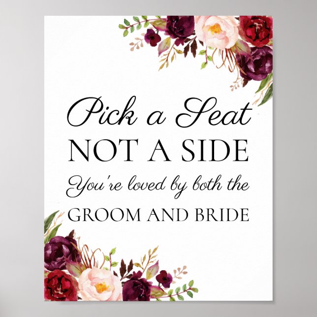Marsala & Rosa Blommigt Plocka ett säte som inte ä Poster (Framsidan)