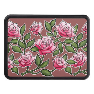 Marsala - rosa blommigt skydd för dragkrok