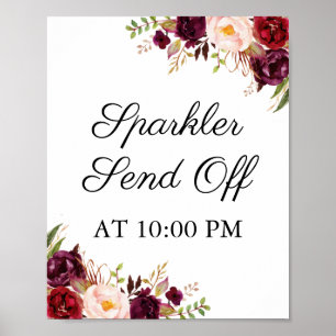 Marsala Rosa Blommigt  Sparkler - signatur för uts Poster