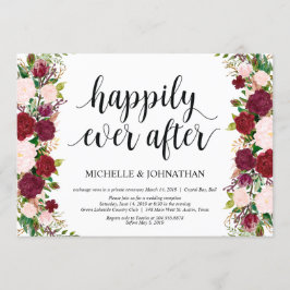 Marsala rosa blomster Happily ever after, Elopemen Inbjudningar