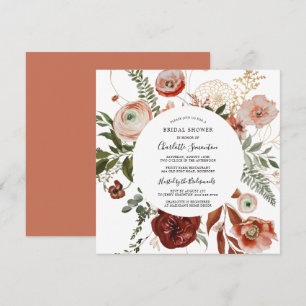 Marsala Rosa Orange Blommigt Möhippa Inbjudningar
