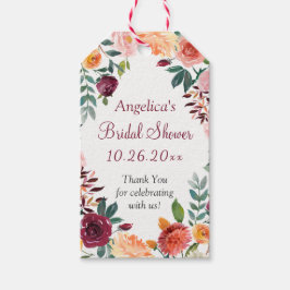 Marsala Rosa Orange Flowers Bröllop Tack Gift Presentetikett