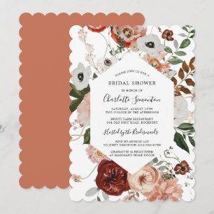 Marsala Rosa Terracotta Blommigt Möhippa Inbjudningar