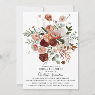 Marsala Rosa Terracotta Blommigt Möhippa Luncheon Inbjudningar