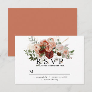 Marsala Terracotta Blommigt Bröllop OSA Card Kort