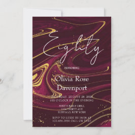 Marsala Vin Guld Alcohol Bläck 80:e Födelsedagsfes Inbjudningar