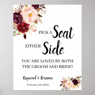 MarsalaFlower Plocka a Seat endera Side Bröllop Si Poster