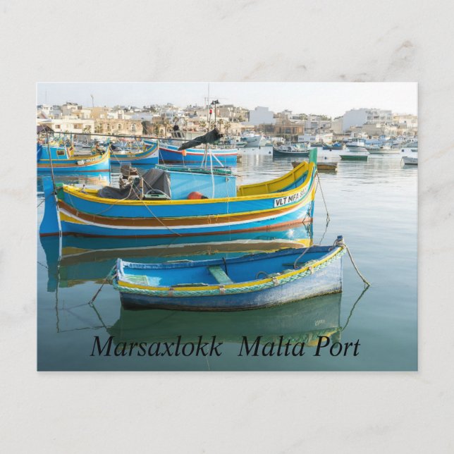 Marsaxlokk Malta Port Postcard Vykort (Framsida)