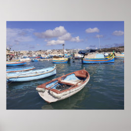 Marsaxlokks fiskebåtar Malta Poster