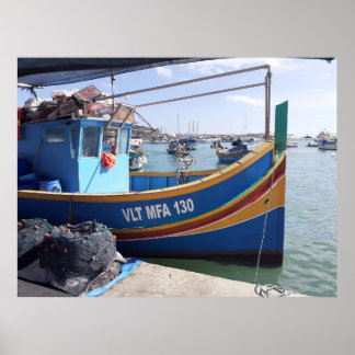Marsaxlokks fiskebåtar Malta Poster