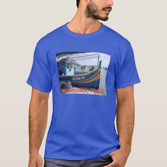 Marsaxlokks fiskebåtar Malta T Shirt (Framsida)