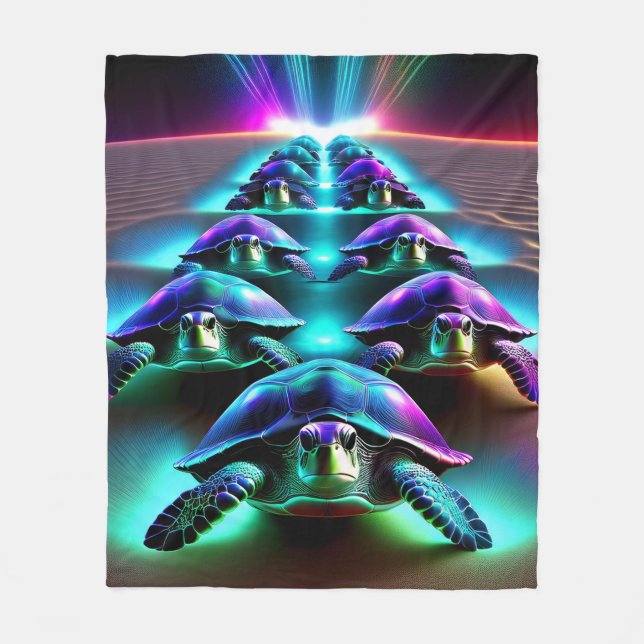 Marschen Av De Neon Sköldpaddorna Fleecefilt (Framsidan)
