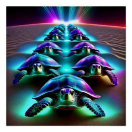 Marschen av de neon-sköldpaddorna perfect poster