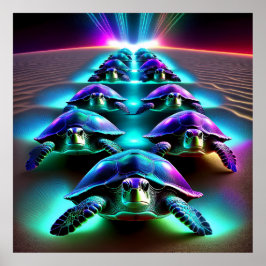 Marschen av de neon-sköldpaddorna poster