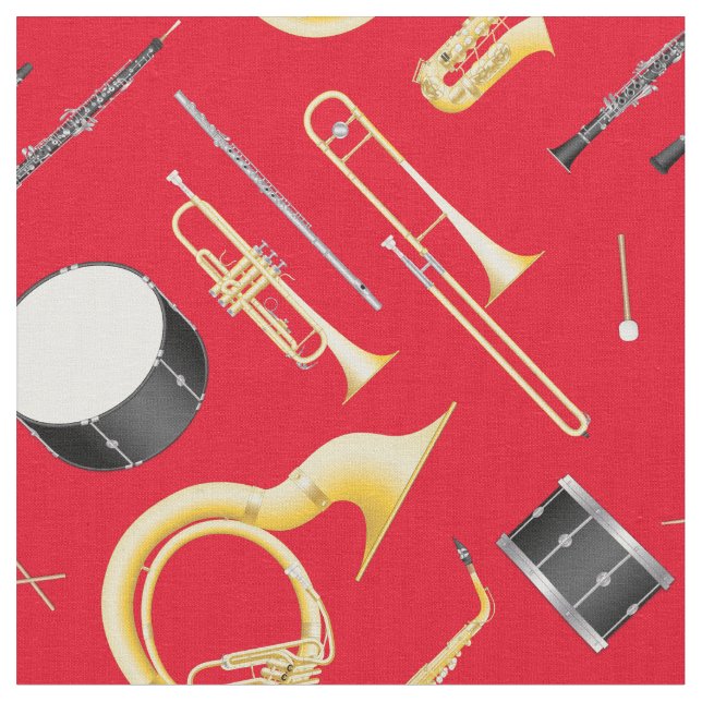 Marschera band Instruments Music Musiker Red Tyg (Närbild)