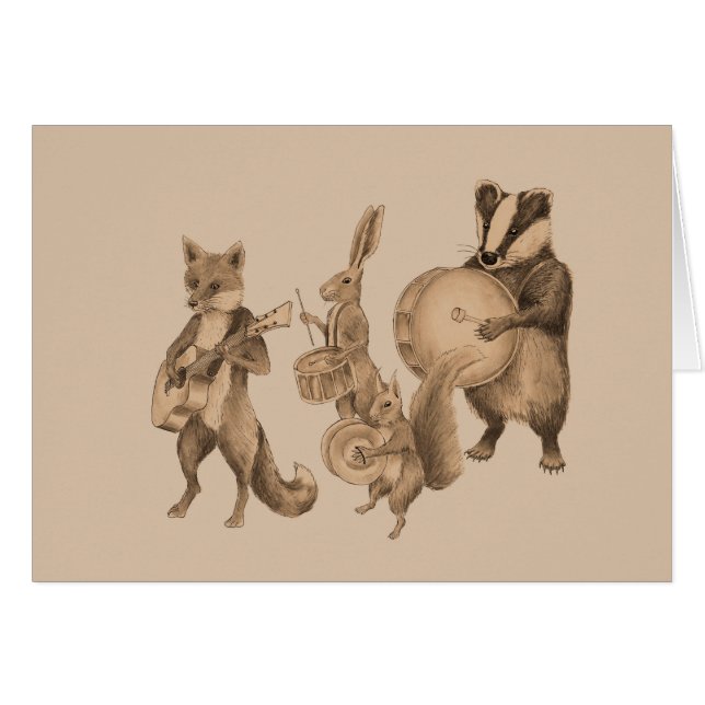 Marschera musikband av djur OBS kort (Framsidan Horizontal)