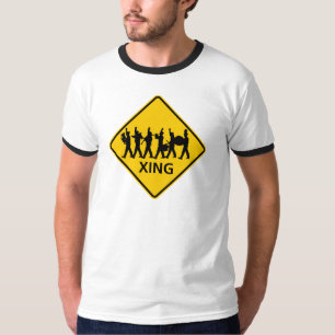 Marschera musikbandkorsning huvudväg underteckna tee shirt