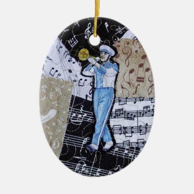 Marschera musikbandmusikprydnaden julgransprydnad keramik (Framsidan)