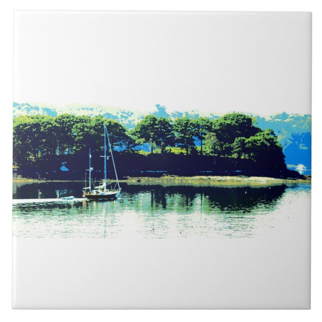 marschera segelbåt kakelplatta (Framsidan)